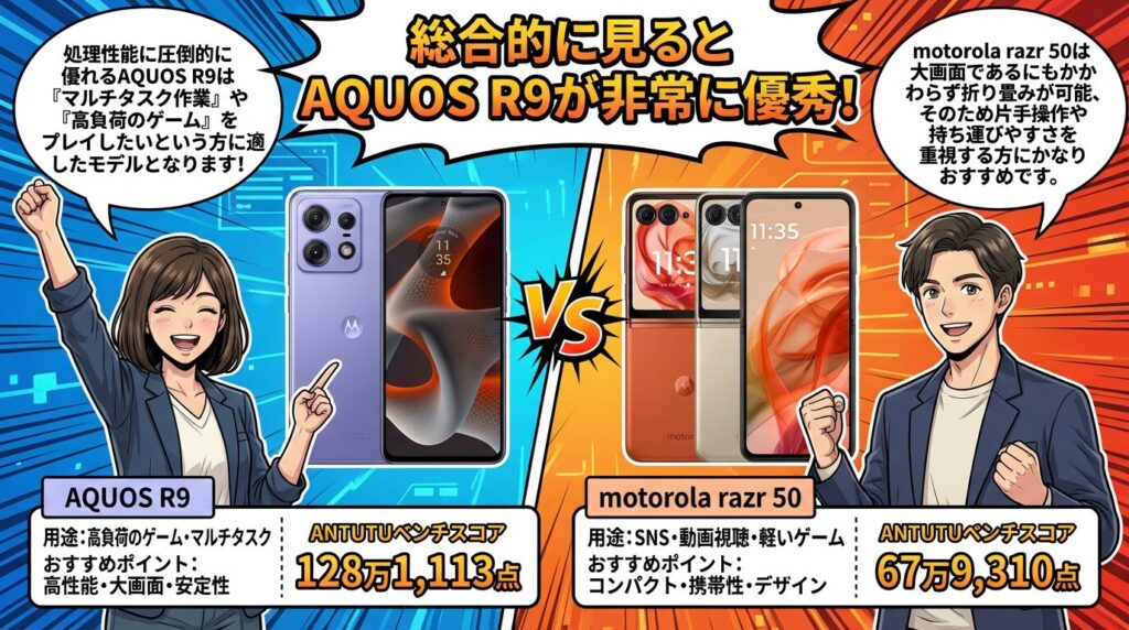 結論：総合的に見ると「AQUOS R9」が非常に優秀