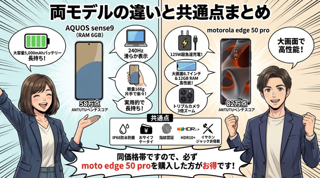 両モデルの違いと共通点まとめ