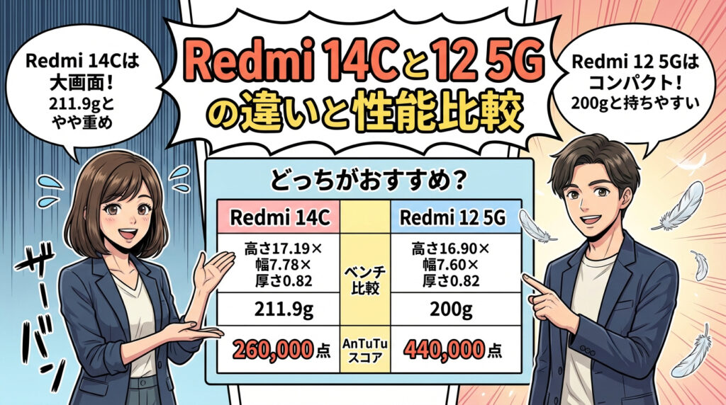 Redmi 14Cと 12 5Gの違いと性能比較