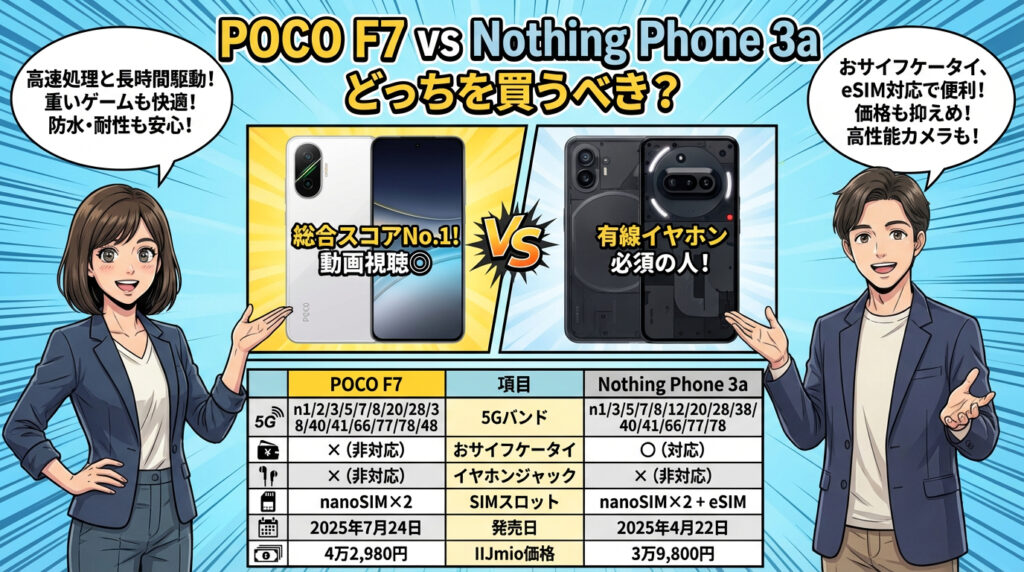 POCO F7とNothing Phone 3aはどっちを買うべき？