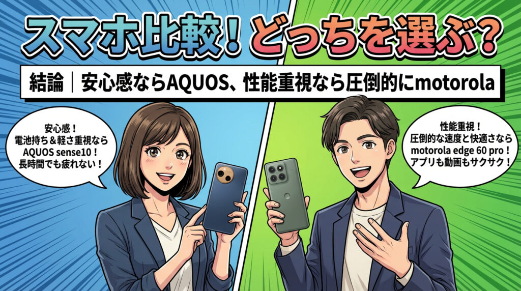 結論｜安心感ならAQUOS、性能重視なら圧倒的にmotorola