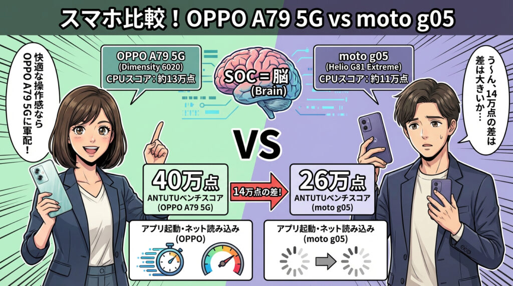 頭脳の回転の速さを表すCPUスコアの比較